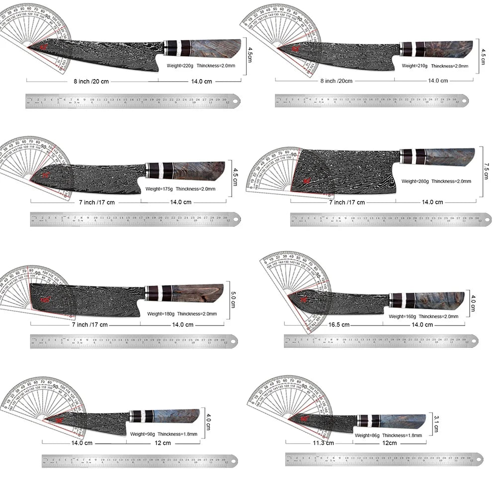 XITUO Damascus Kitchen Knife Set,1-8Piece Professional Knife Sets for Chefs,Japanese Damascus Super Steel Chef Cooking Knife - Daisan Mart