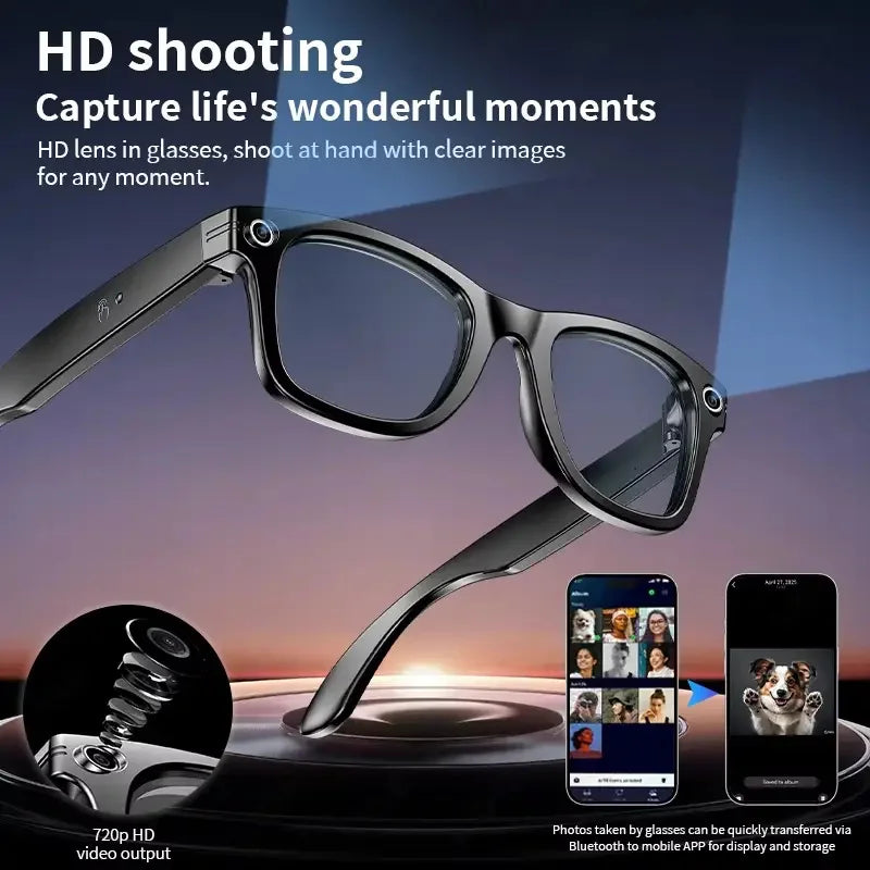 AI Smart Glasses 2025 - Take, Translate, Call, Music 8MP