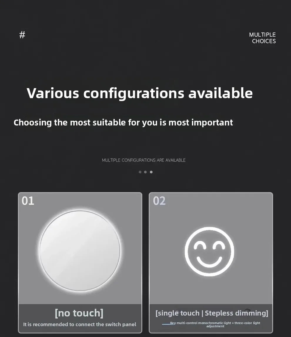 50CM Smart LED Mirror Anti-Fog Touch Sensor