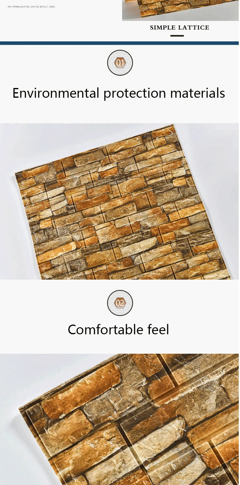 Giấy dán tường 3D chống nước giả gạch tự dán 70x100