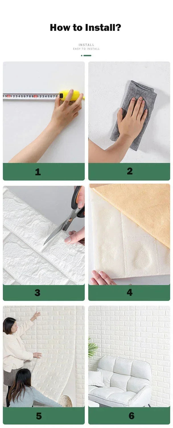 Self-Adhesive Foam Wallpaper Sticker 3D Imitation Brick Wall Sticker for Living Room Bedroom Home Kitchen Bathroom Decoration