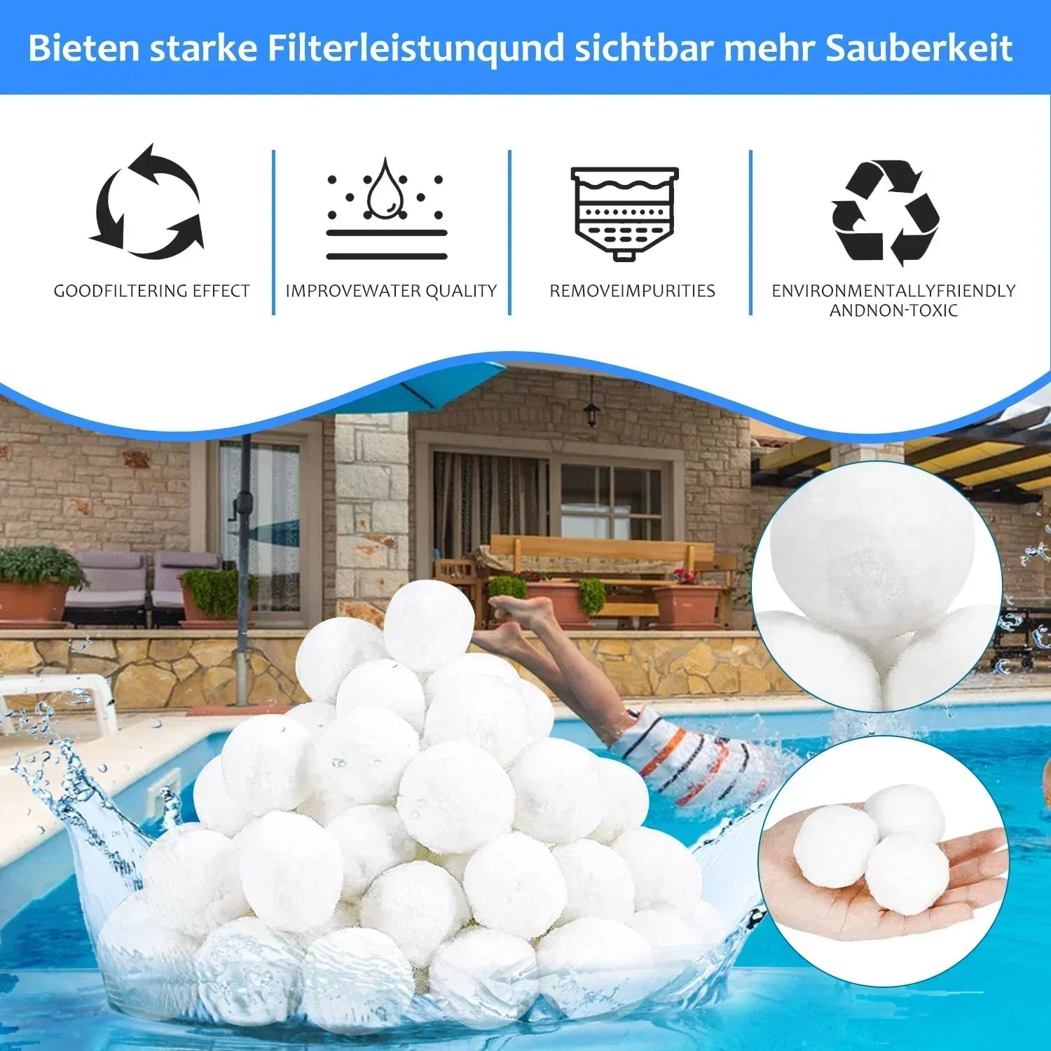 700gSwimming Pool Filter Cleaning Ball Water Purification Fiber Sewage Treatment Fish Tank Filter Cotton Ball - Daisan Mart