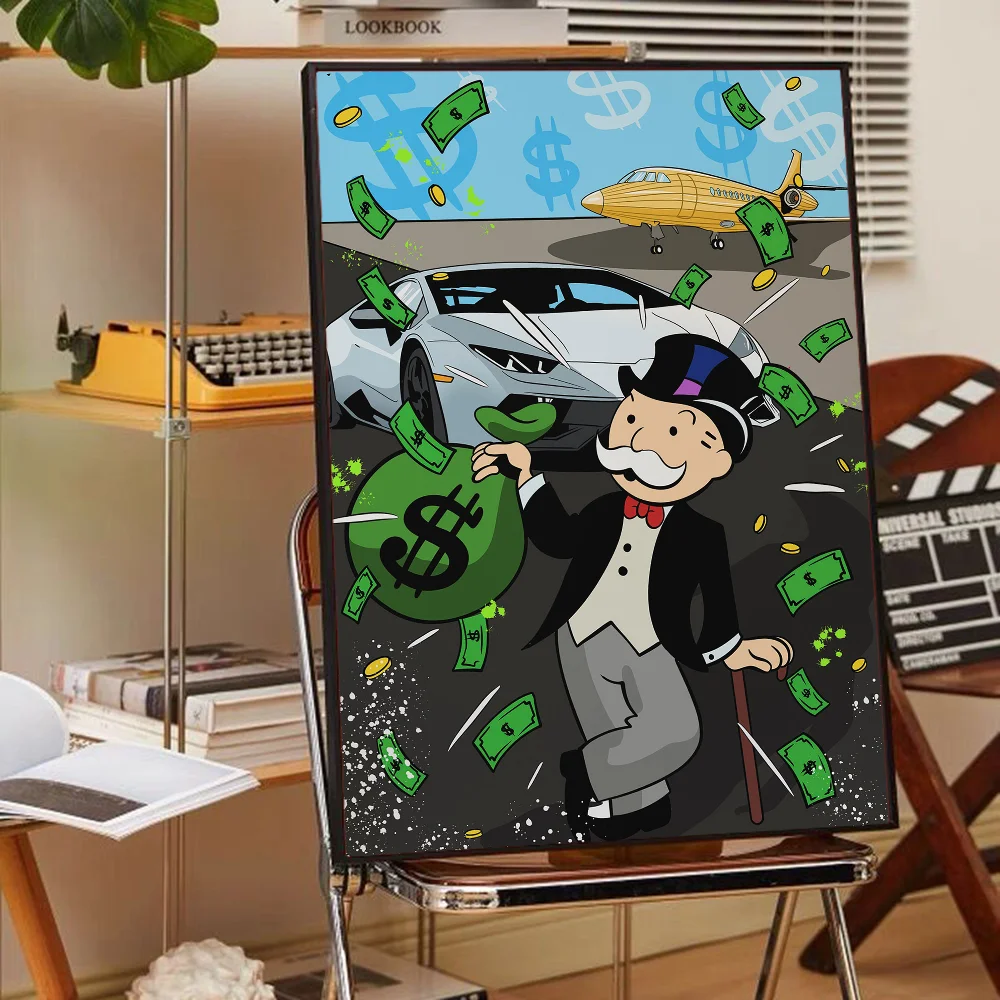 Alec Monopoly Graffiti Art Money Good Quality Prints and Posters Waterproof Paper Sticker Coffee House Bar Posters Wall Stickers
