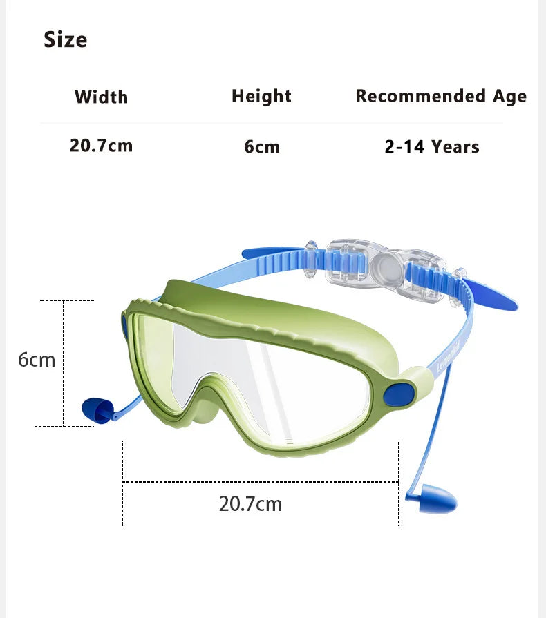 Kính bơi trẻ em chống mờ, chống tia UV kèm nút tai