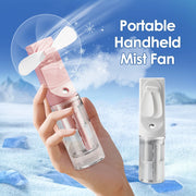 Portable Humidifier Fan Mini Handheld Mist Fan Rechargeable Small Water Spray Hand Fan Mini Face Steamer Fan Summer Cooling Fan
