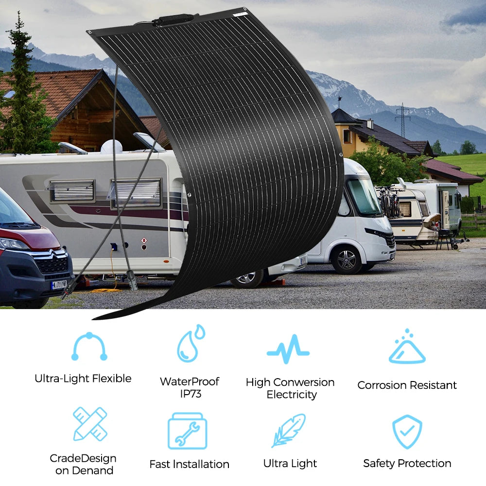 600W Solar Panel Kit Flexible Monocrystalline Cell 18 Volts 120 Watts Solar Panels 12V 24V Battery Charger For Home RV Caravan
