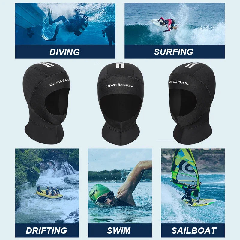 5MM Neoprene Diving Helmet Winter Thickening Warmth with Shoulder Hood Diving Clothing Accessories Diving Helmet S/M/L/XL - Daisan Mart