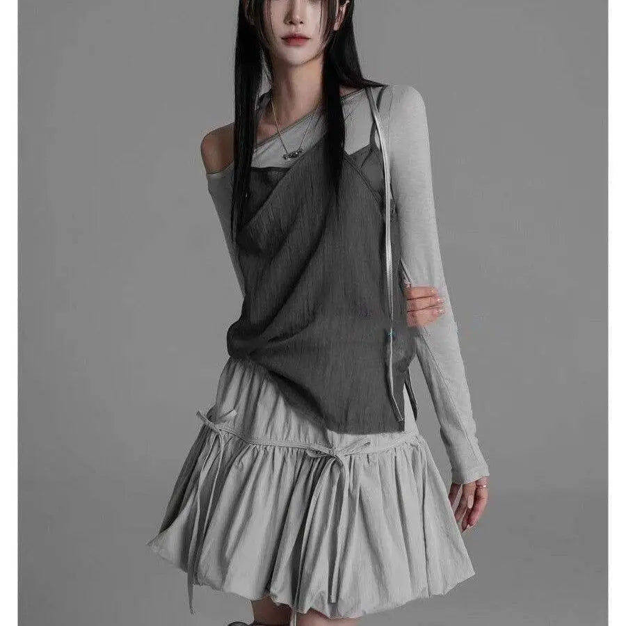 Yedinas Gothic Ball Gown Mini Skirt Women Summer 2024 Bow Korean Fashion Elastic Waist Pleated Short Skirt For Women Y2k Chic - Daisan Mart