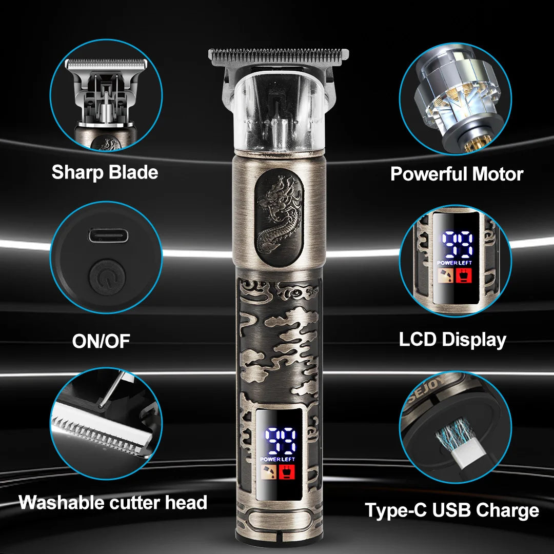 Tông đơ cắt tóc nam Sejoy Rồng, không dây, LED