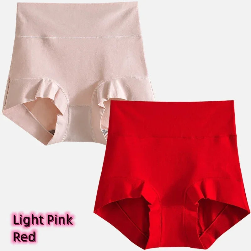 Women's cotton high-waisted, stretchy, belly-hugging panties, 2 pieces