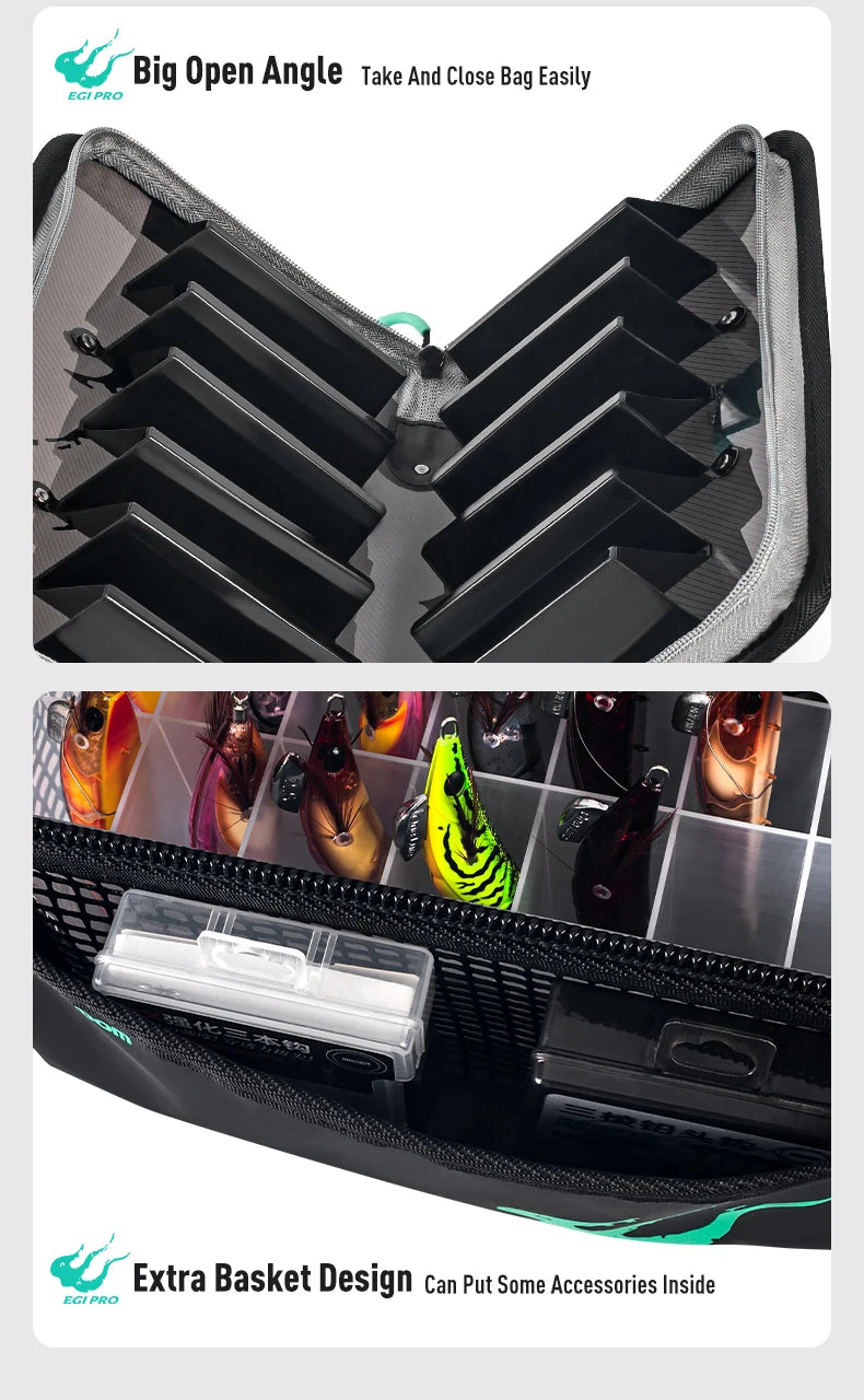 YOOFISH Fishing Bag Octopus Egi Bag Squid Jig Storage Box 6/12/40 Pcs Hard Lure Bag Freshwater Seawater Fishing Tackle Bag Box