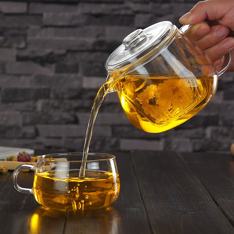 450ml 650ML Penguin Shape Glass Teapot with Infuser Chinese Tea Ceremony Transparent Teawear Set Cup Kung Fu Tea Maker