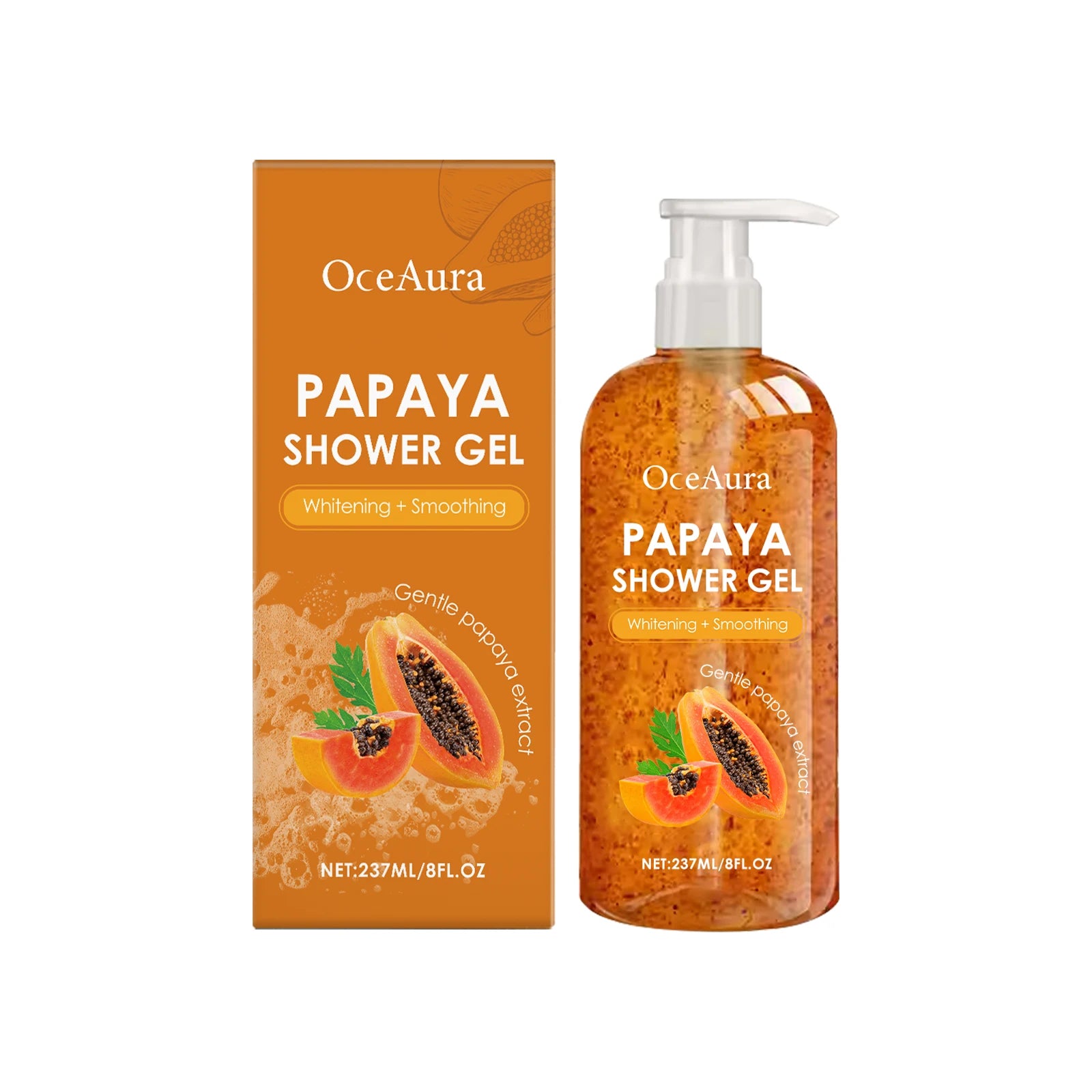 Papaya Moisturizing Shower Gel Nourish Brighten Skin Tone Gentle Cleansing Improve Drying Softening Keratin Fragrant Bath Lotion