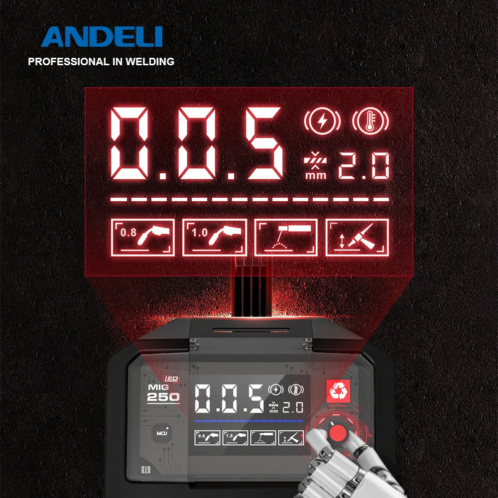 ANDELI MIG-250 MIG Welders MIG MMA Lift TIG 3 in 1 Inverter Semi-automatic Welding Machine With Flux Cored Wire Metal Welding - Daisan Mart