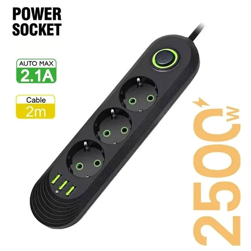 Ổ Cắm Điện Đa Năng 3/4/5 Cổng USB 2500W EU Plug - Daisan Mart