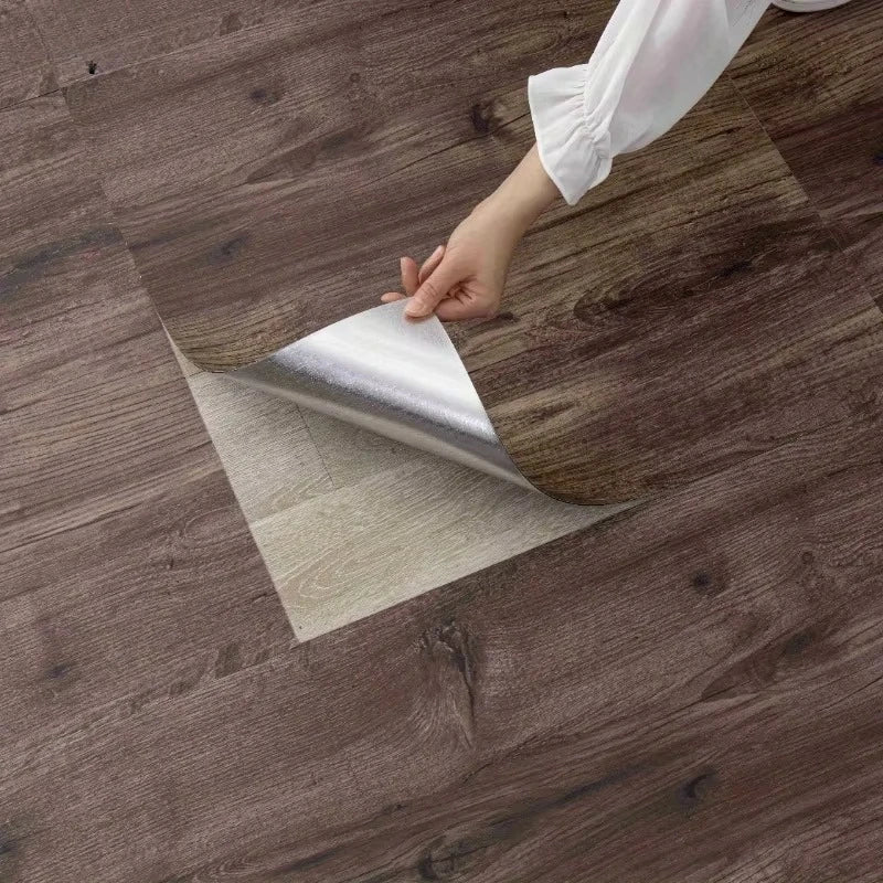 12-Pack Self-Adhesive Vinyl Floor Tiles, Waterproof Peel &amp; Stick Wood Look PVC Flooring for Bedroom Living Room Home Decor