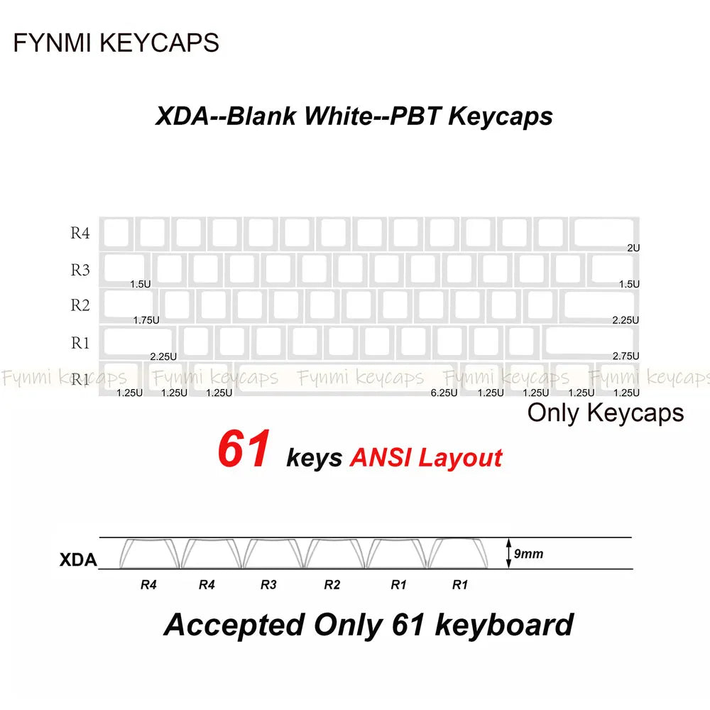 Fynmi XDA PBT White Keycaps for Mechanical Keyboard