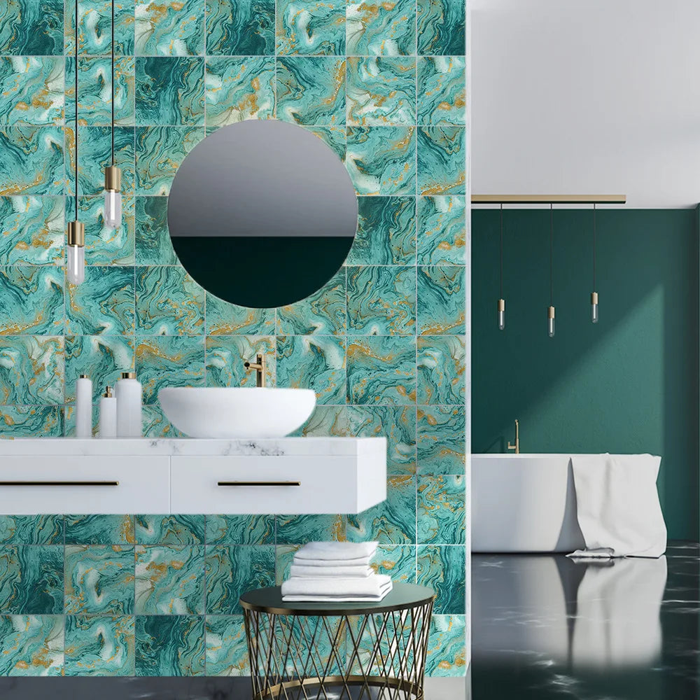 Waterproof Wallpaper 20 Pieces 3D Green Brick