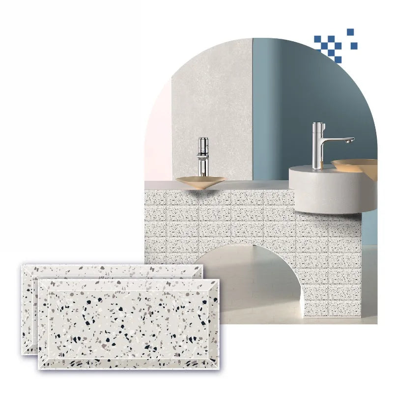 Miếng Dán Tường PVC Vân Đá Bóng 10x20cm Chống Nước