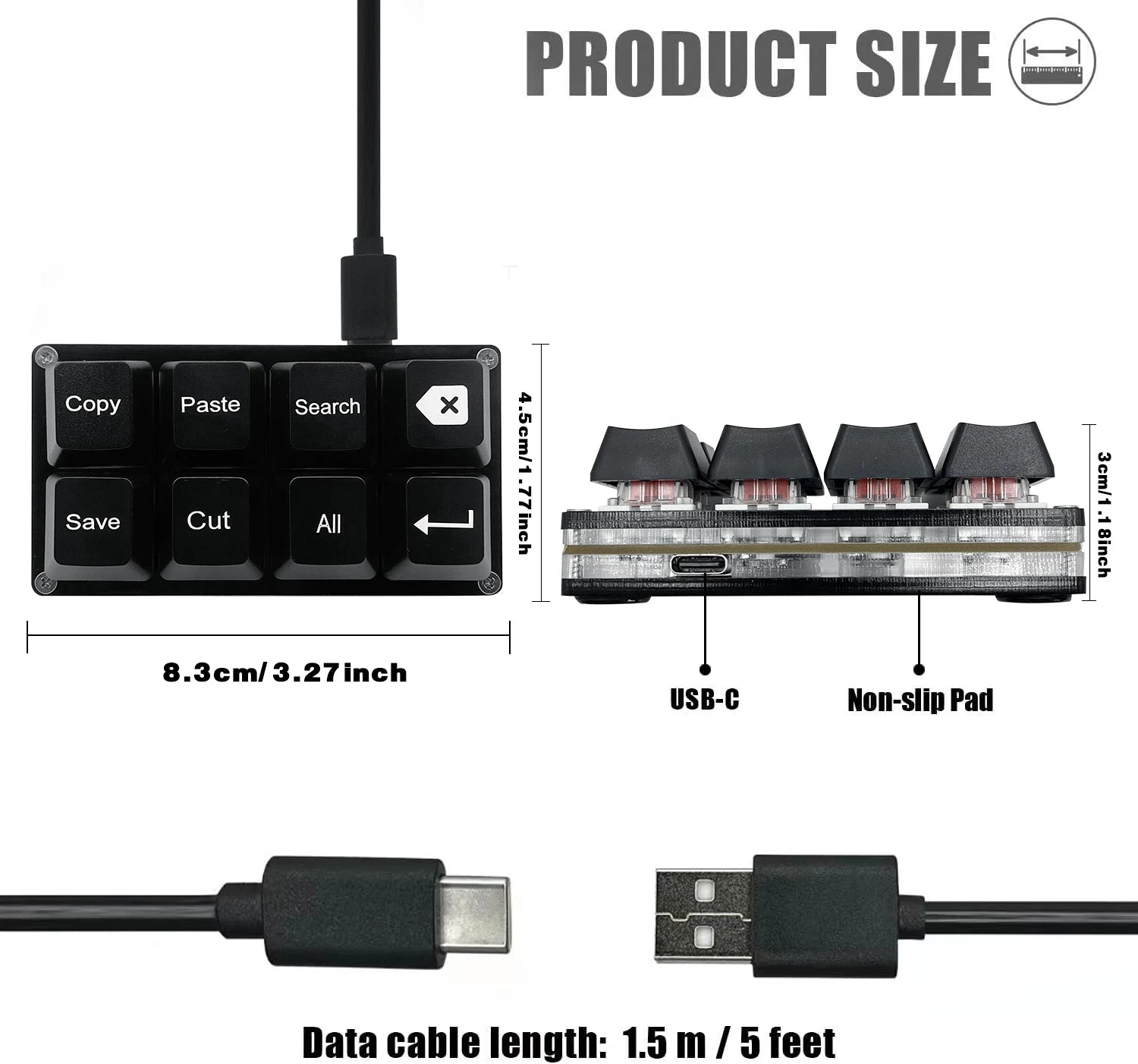Bàn phím 8 Phím Cơ Một Tay Tùy Biến Chơi Game USB