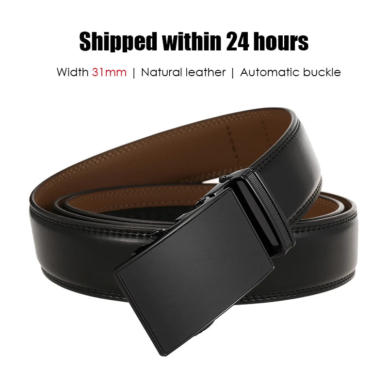 VATLTY Men's Cowhide Belt with Automatic Buckle 30mm High Quality