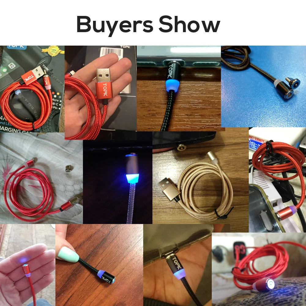 TOPK 3in1 Magnetic Anti-Tangle 360 ​​Degree Charging Cable