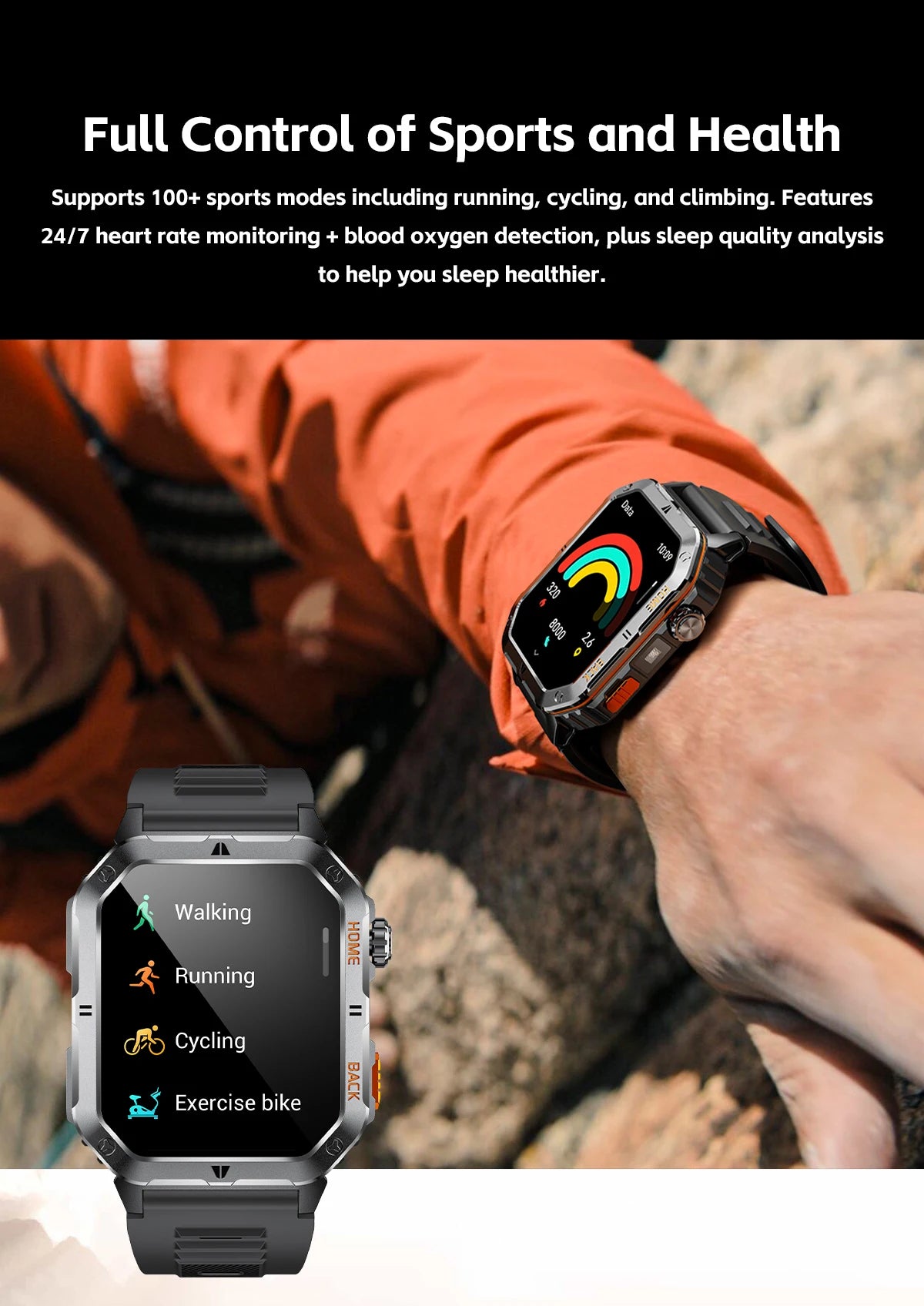 New GPS Smart Watch 2.01"inch Ultra HD Display Built-in GPS Compass Make/Receive Phone Calls 1000mAh Battery Braceletes Original