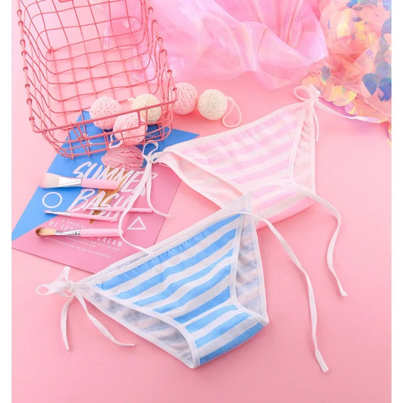 Cute Blue Pink White Kawaii Cotton Panties