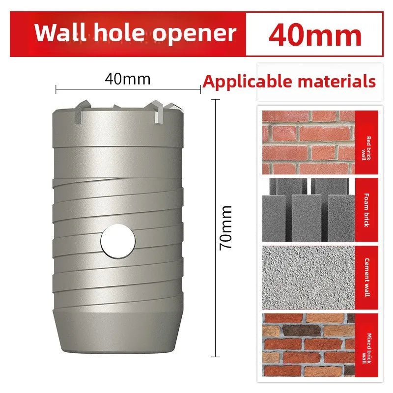 Wall hole opener drill bit impact drill set for drilling brick walls, air conditioning, concrete, and expanding water pipes.