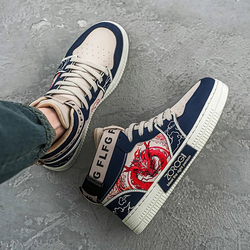 High-end Men's Sneakers with Fashionable Printed Patterns