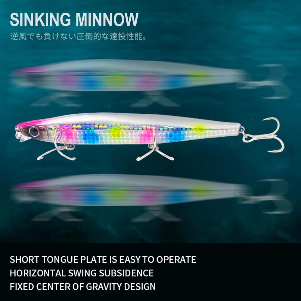 12.5cm 45g Fishing Lures Minnow Wobbler Long Casting Sinking Heavy Shot Artificial Hard Bait Fishing Accessories Decoy MN707