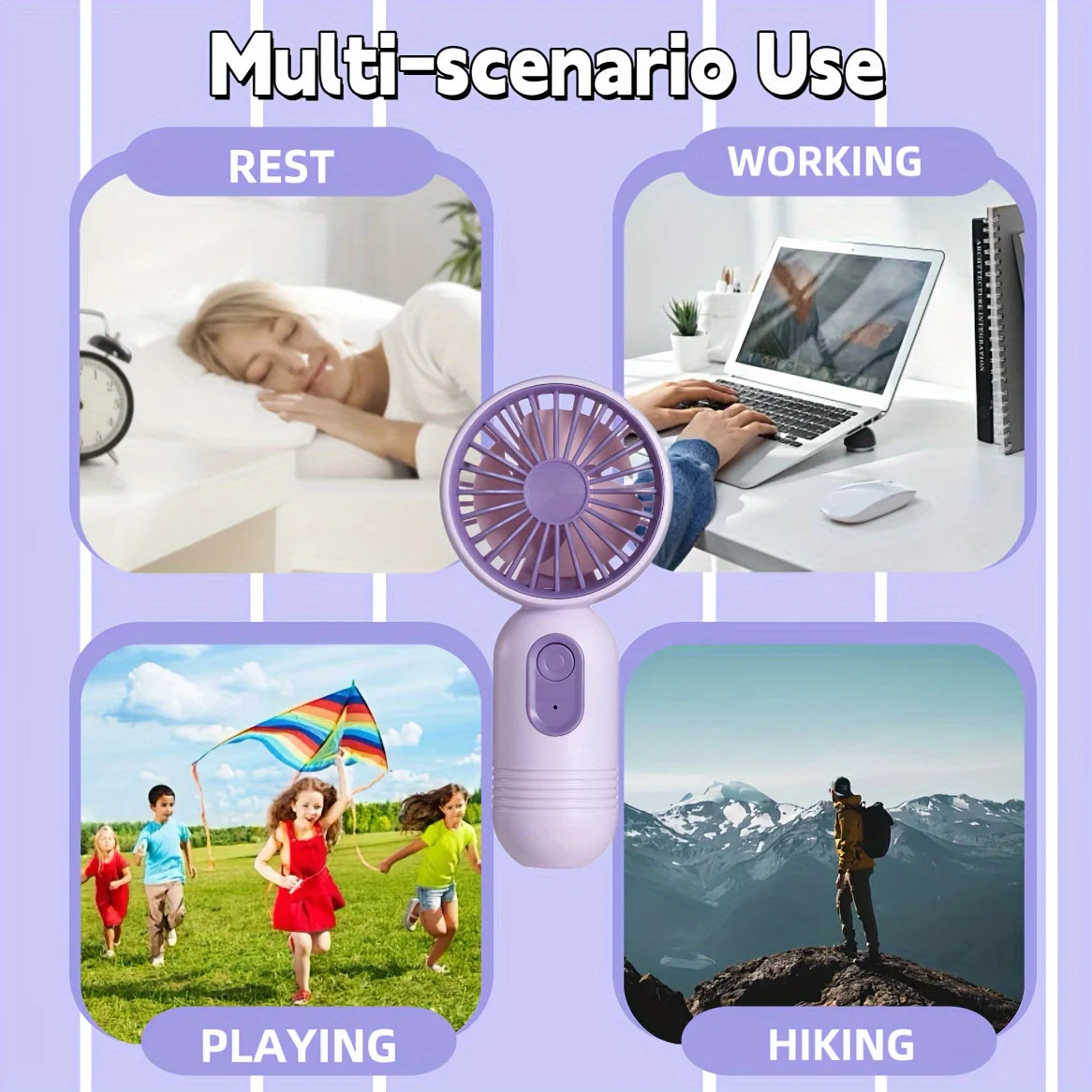 USB Mini Rechargeable Portable Fan with 3 Speeds, Handheld Fan for Gift Choice, Perfect For Office, Outdoor, Travel, Camping - Daisan Mart