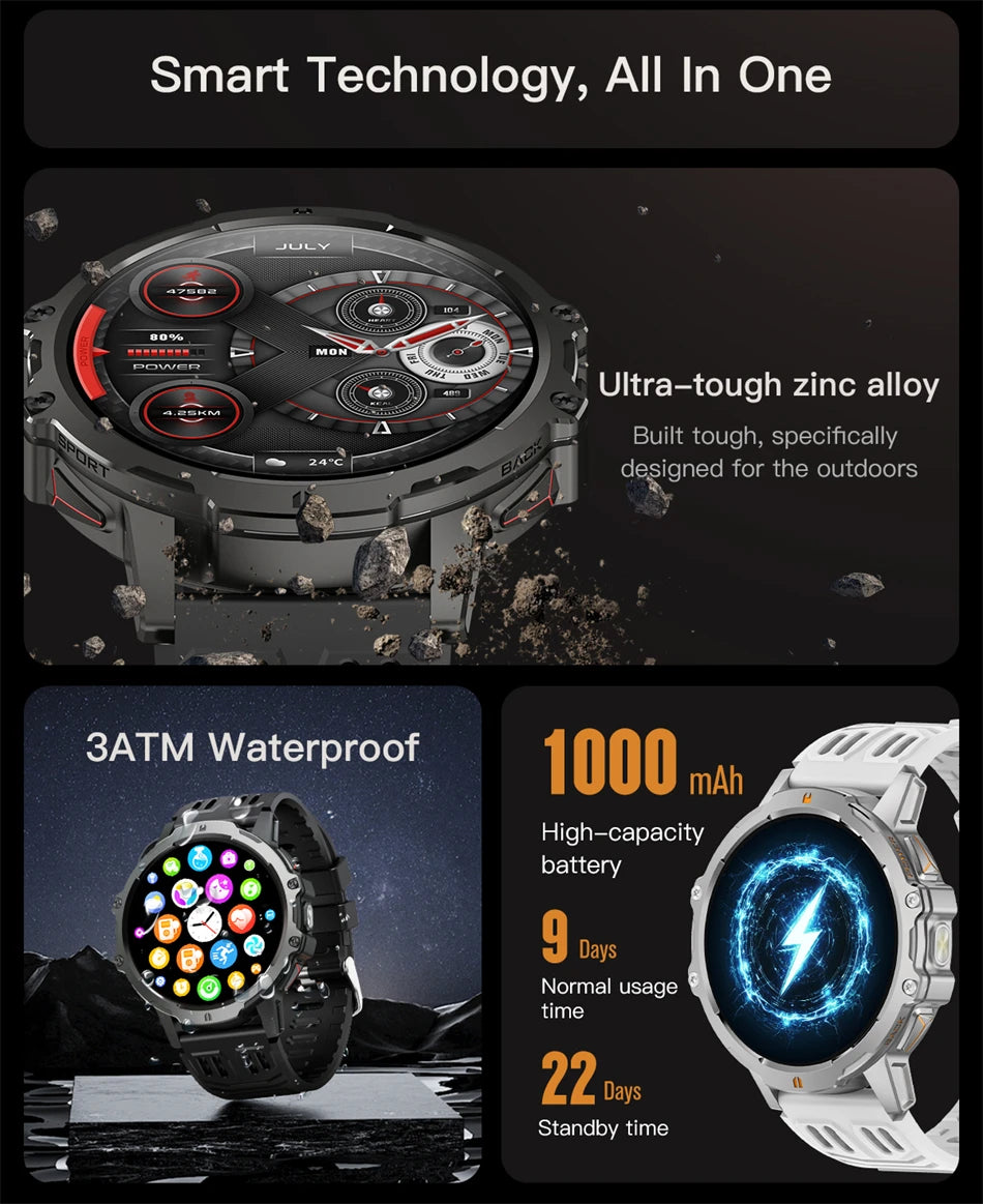 Đồng Hồ Thông Minh AMOLED GPS Sức Khỏe IP68 1.7