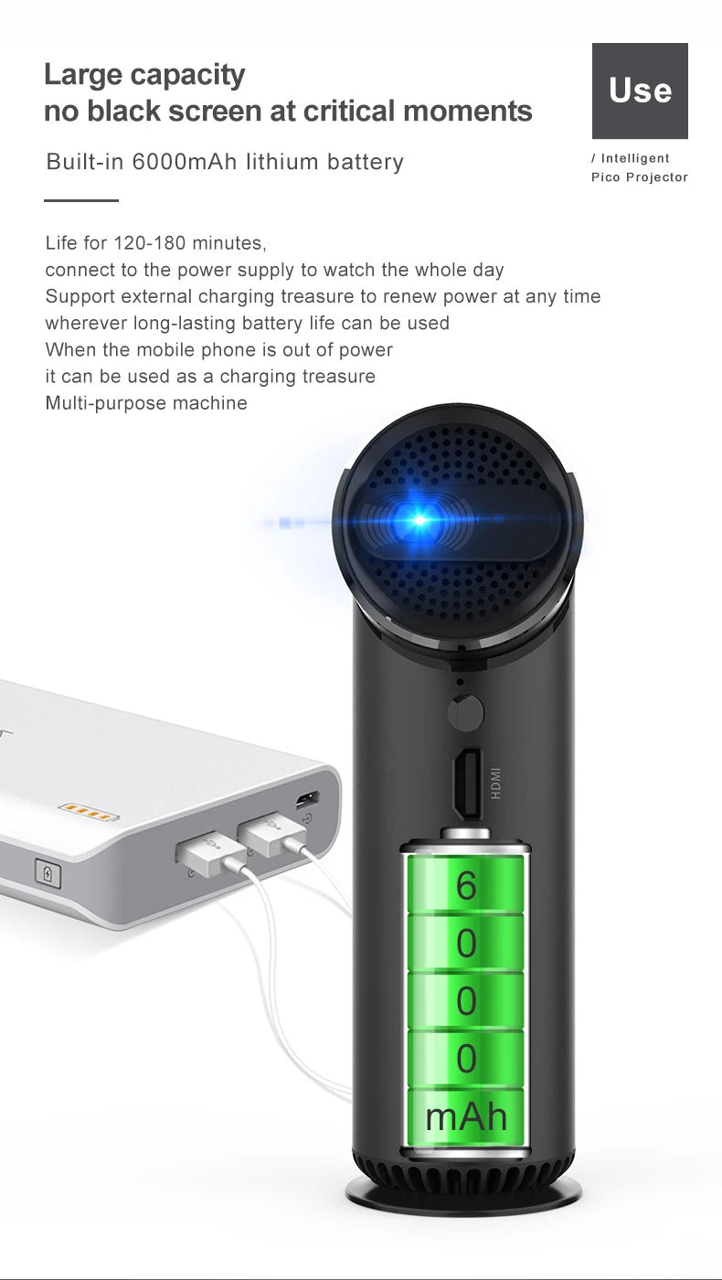 Máy Chiếu Mini 4K KIXIN K5 Pin 6000mAh Android 11 - Daisan Mart