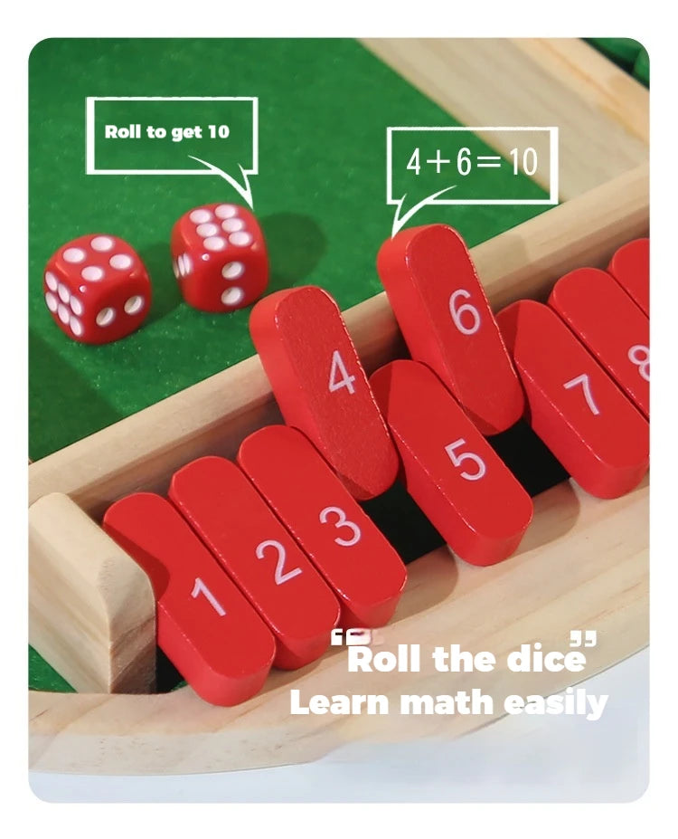 Round Flipping Game, Wooden Number Game, Shut The Box Dice Game - Parent-Child Board Game, Bar Party, Leisure Gambling Game