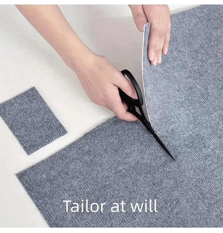 Self-Adhesive Carpet Tiles 30x30cm - Non-Slip Floor Mat for Bedroom/Office, Anti-Skid Rug Home Decor, Removable No Residue