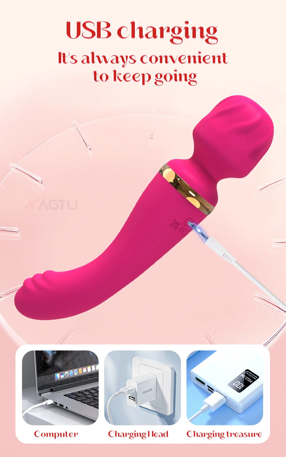 Multi-function G-Spot Stimulating Vibrating Magic Wand for Women