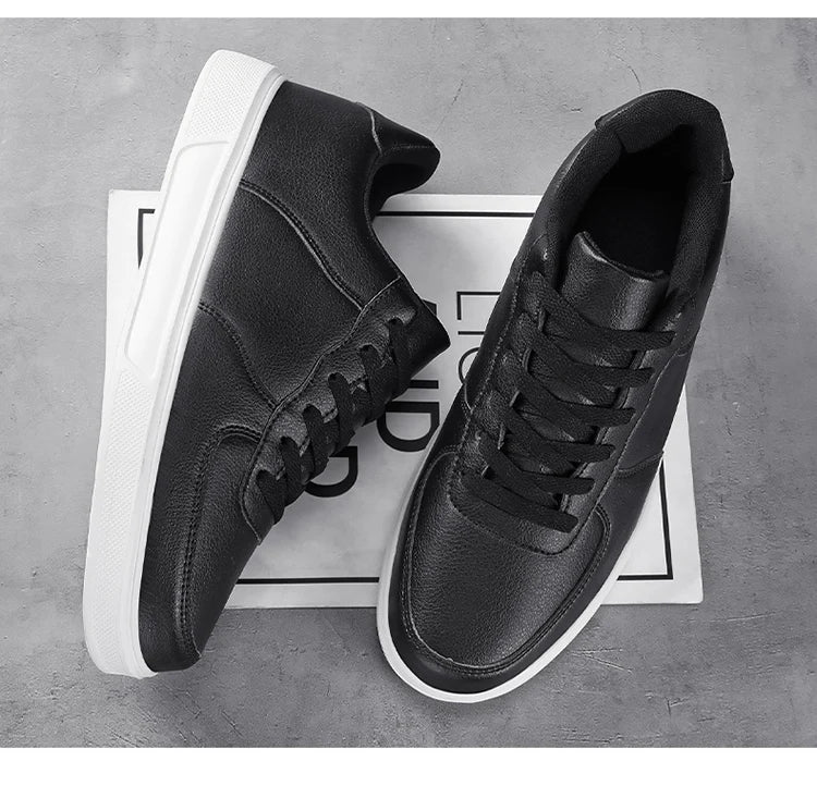 Classic White Sneakers for Men and Women, Comfortable Leather, Large Size