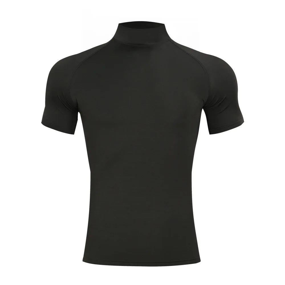 Men's Gym T-shirt, Tight Neck, Elastic, Quick Dry