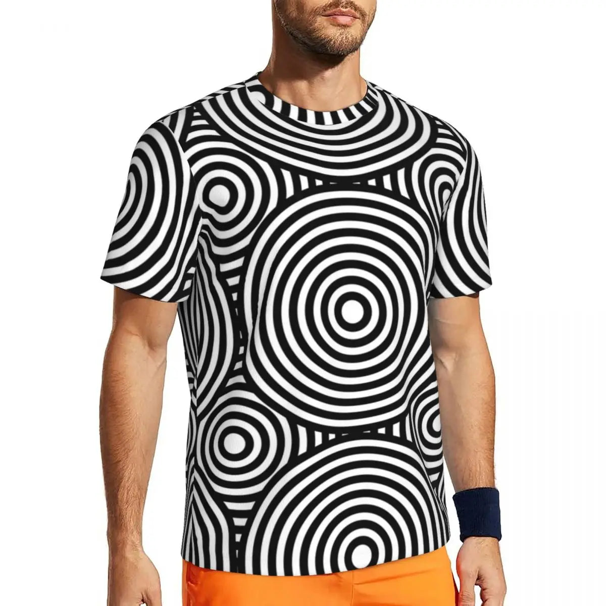 Stylish Mondrian Striped Men's Gym T-Shirt