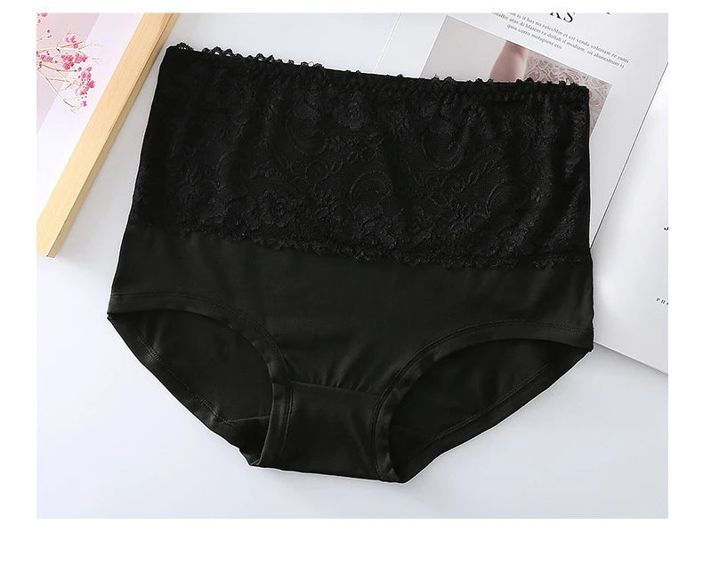 Women's High Waist Loose Fit Breathable Milk Lace Underwear