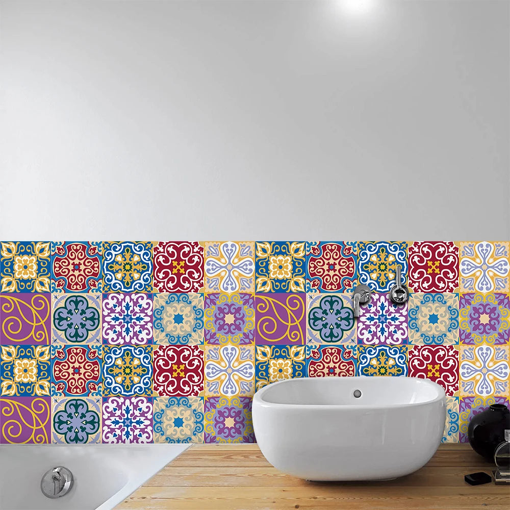 10pcs Blue &amp; Gray Matte Surface Wall Sticker Film For Tiles /Ground in Kitchen Backsplash Floor PVC Art Wallpaper Peel &amp; Stick