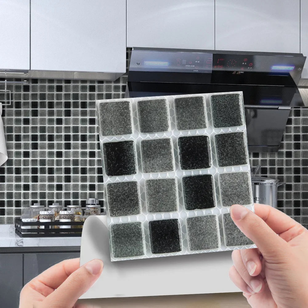 10pcs/set 3D Mosaic Tiles Sticker Self Adhesive Waterproof Wall-Tiles for Kitchen Bedroom Bathroom Walls Backsplashes Decoration