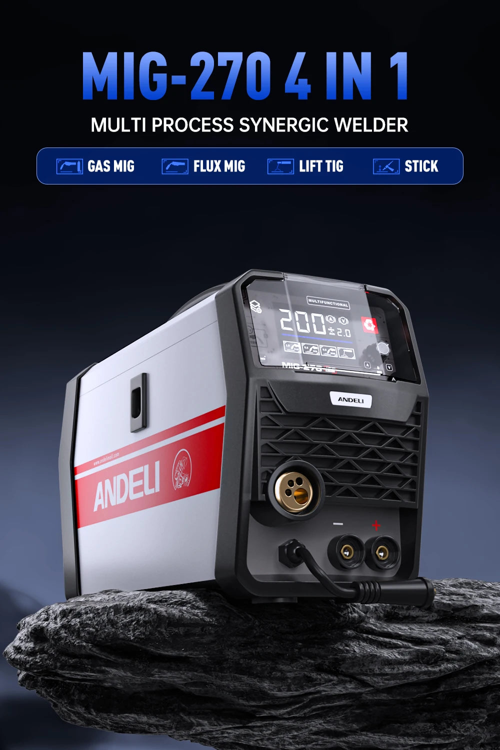 ANDELI MIG-270 Semi-automatic Welding Machine 3 in 1 MIG/Lift TIG/Stick Inverter MIG Welder Gas/Gasless Welding for Household - Daisan Mart