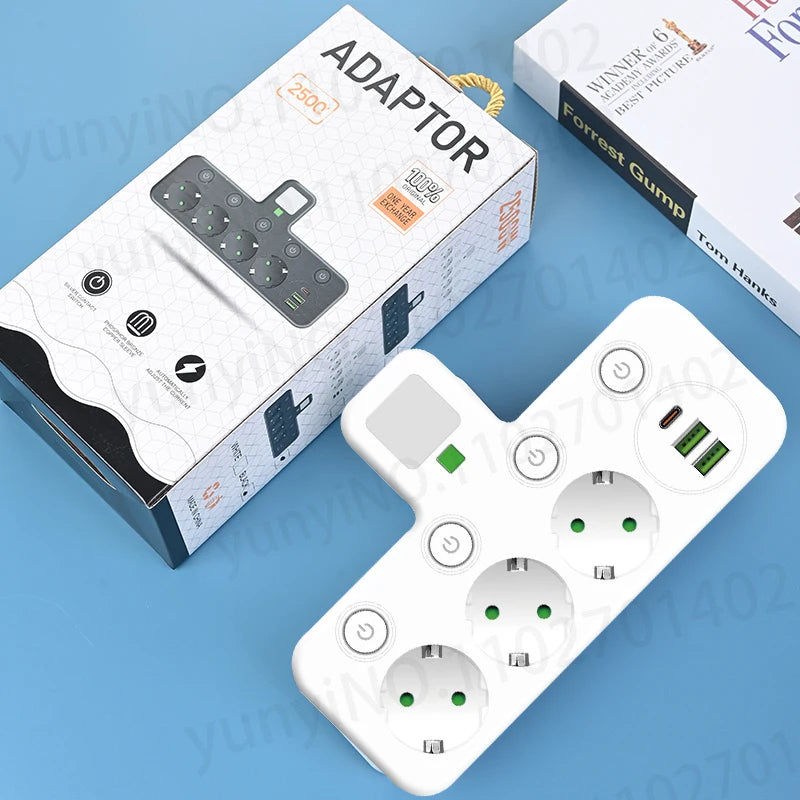 Ổ Cắm Đa Năng 6in1: 3 AC, 2 USB, 1 Type-C, Sạc Không Dây