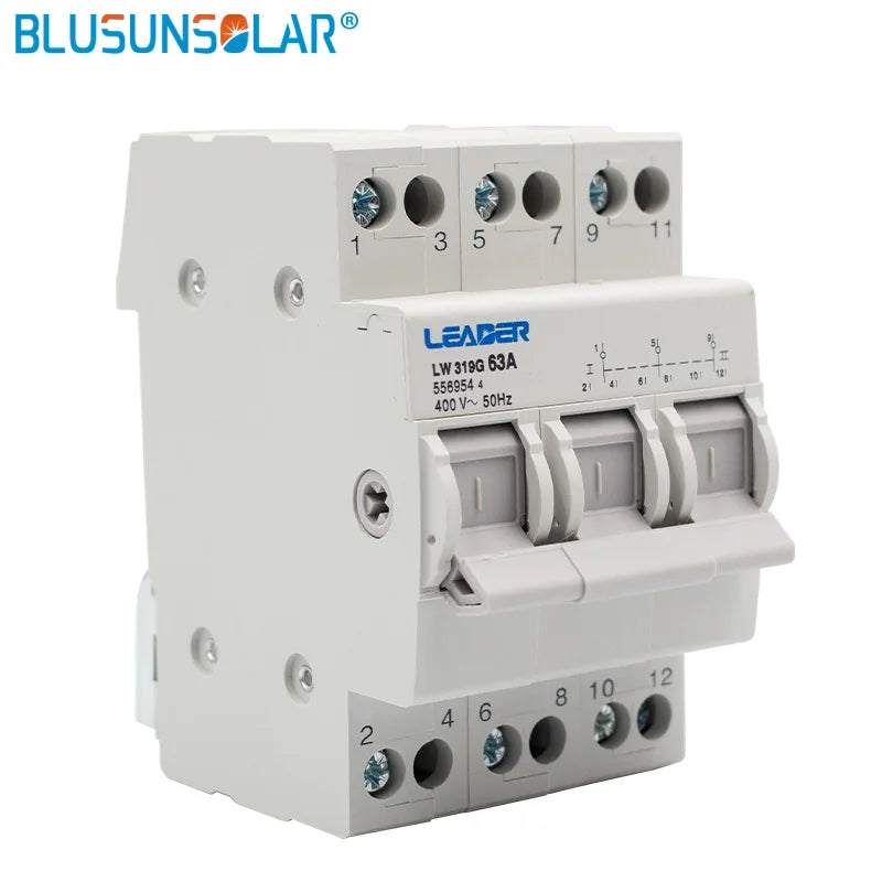 2P/3P Din Rail AC 4000V 32A 63A Dual Power Manual Transfer Switch Interlock Circuit Breaker Rail Type MTS