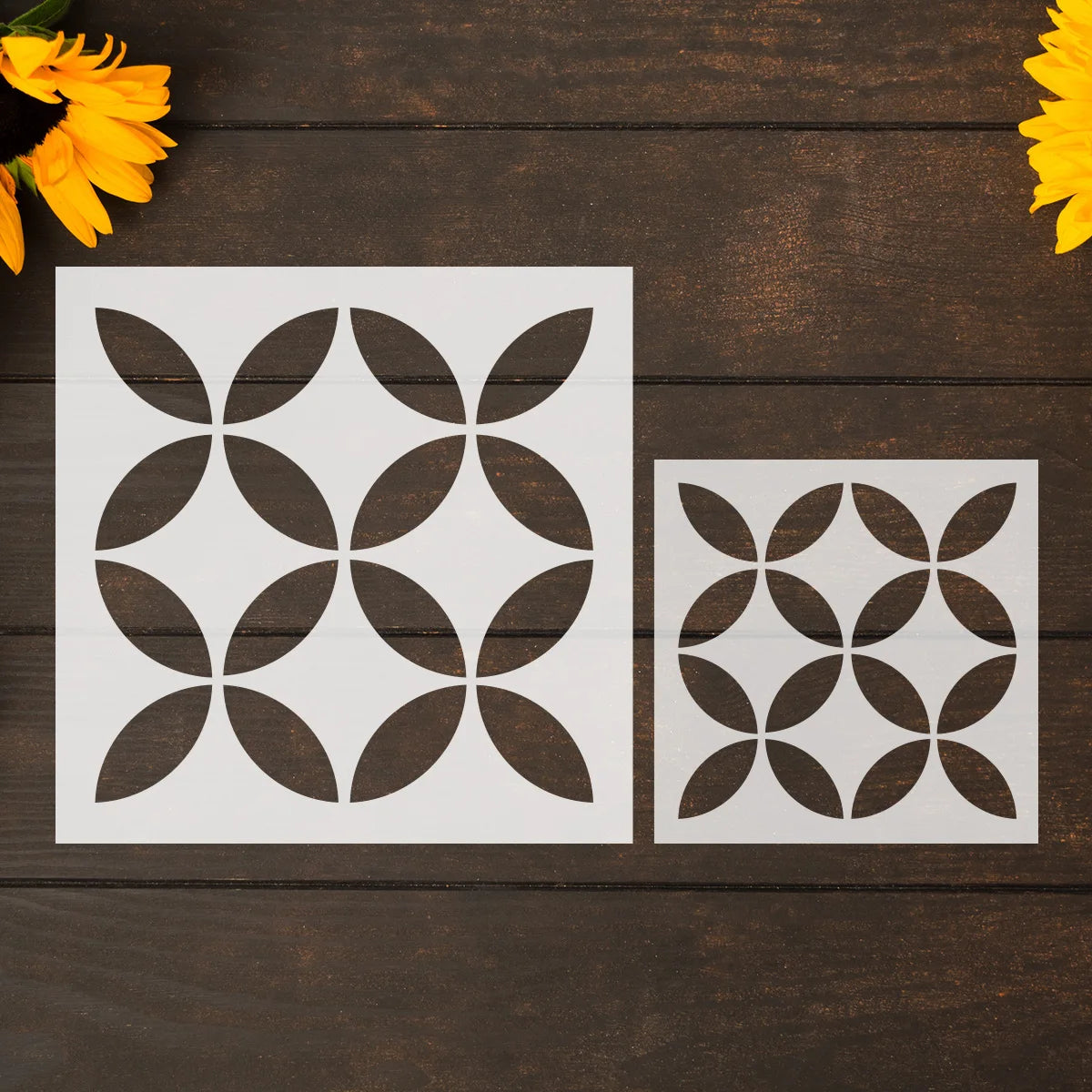 Reusable Large 2Pack 12Inch and 8Inch Floor Stencils for Wall Floor Yard Tile Concrete Painting Drawing Spraying DIY Home Decora