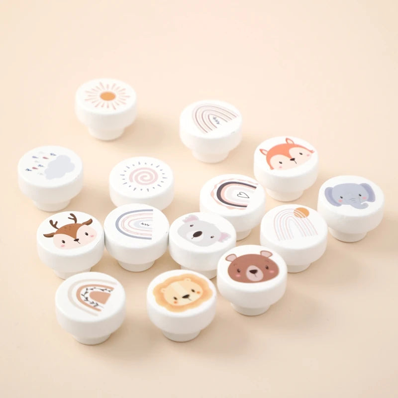 Wooden Door Handles Children's Room Animal Wood Furniture Handles for Cabinets and Drawers Knobs Kitchen Cupboard Wardrobe Pulls