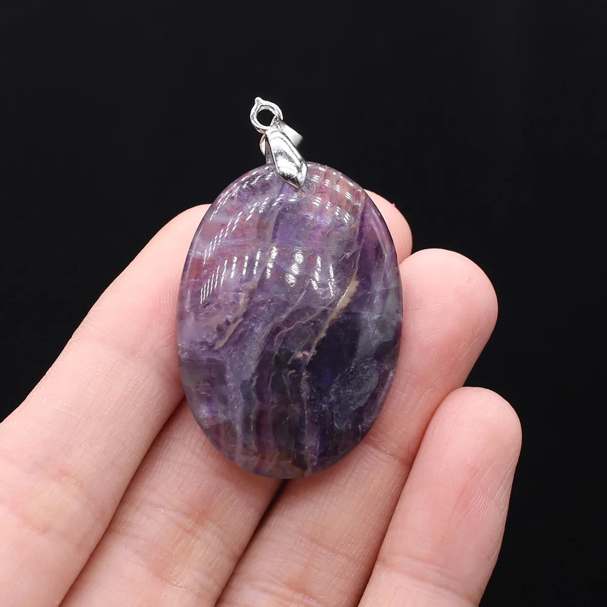Unique Oval Natural Agate Pendant