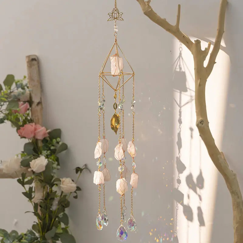 Rose Quartz Feng Shui Decorative Tower